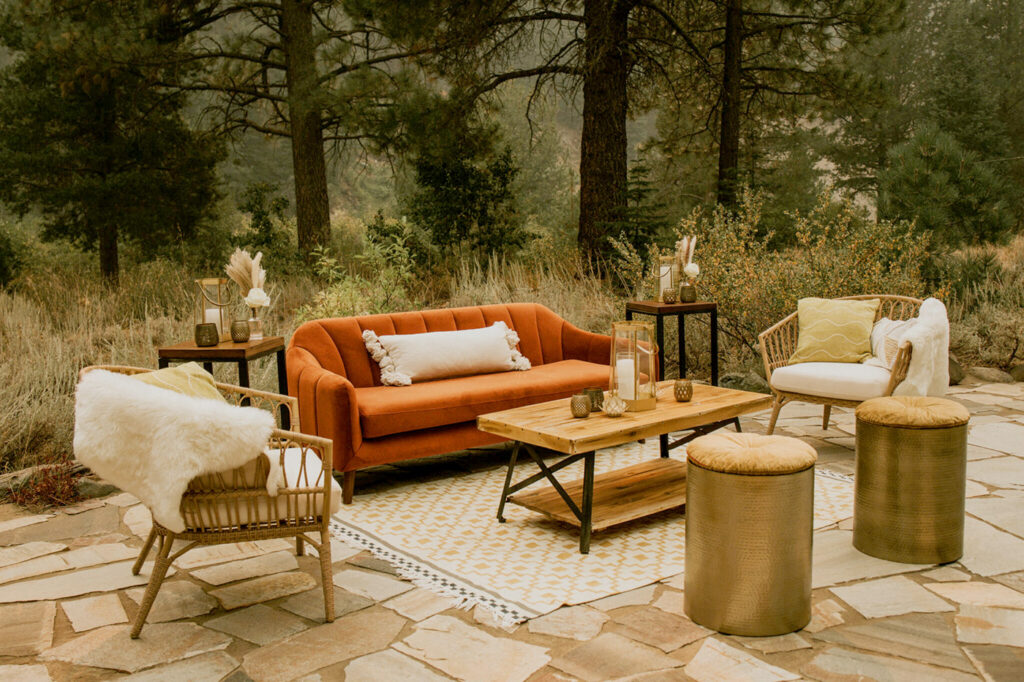 image of outdoor lounge with sofas and chairs